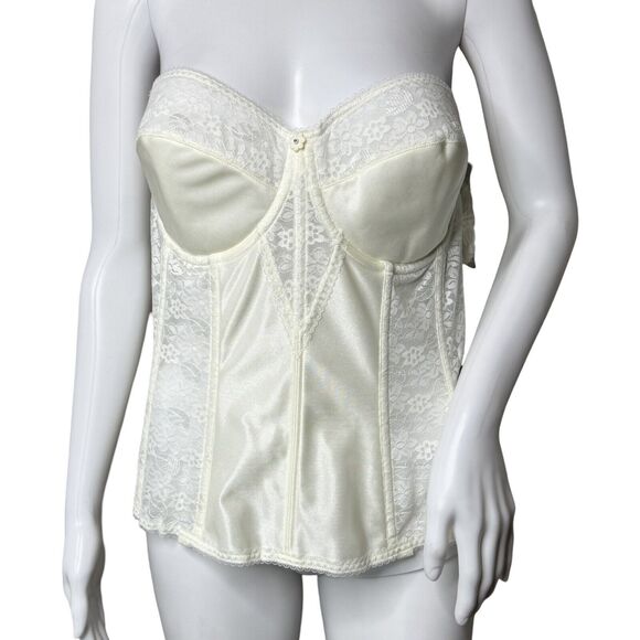 Dominique Corset Women 42C Ivory Bone Colette Lace Bridal Longline Bra Intimates - Picture 1 of 8